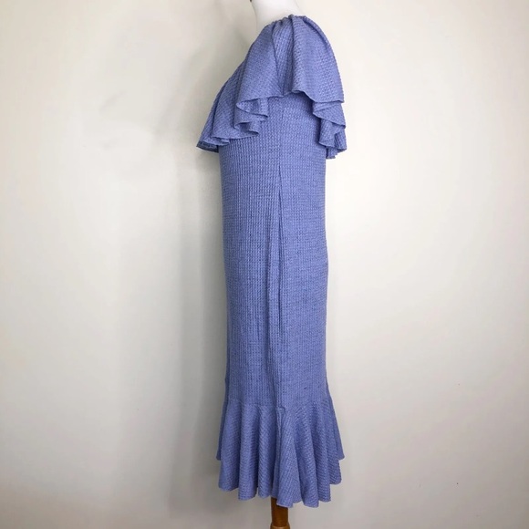 Lularoe Cici Dress Off The Shoulder Periwinkle Blue Waffle Knit Sz. L - Picture 6 of 10